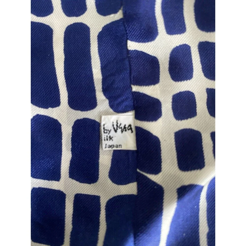Vintage 60s Vera Neumann Scarf Blue White Silk Infinity Circle Mod